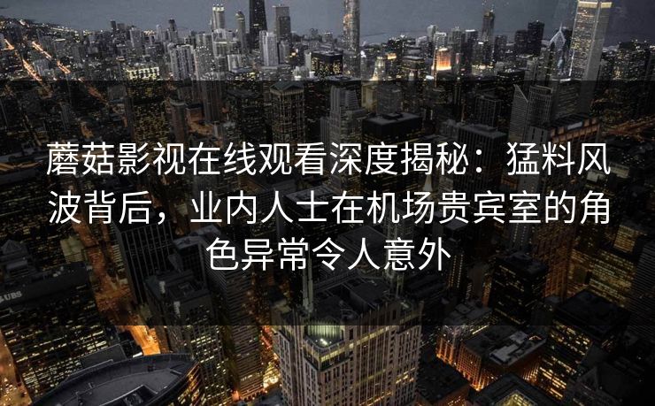 蘑菇影视在线观看深度揭秘：猛料风波背后，业内人士在机场贵宾室的角色异常令人意外
