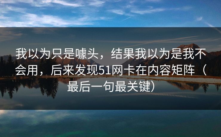我以为只是噱头，结果我以为是我不会用，后来发现51网卡在内容矩阵（最后一句最关键）