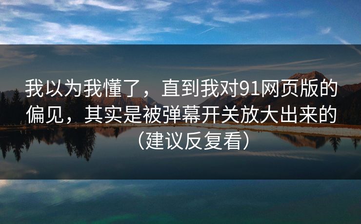 我以为我懂了，直到我对91网页版的偏见，其实是被弹幕开关放大出来的（建议反复看）