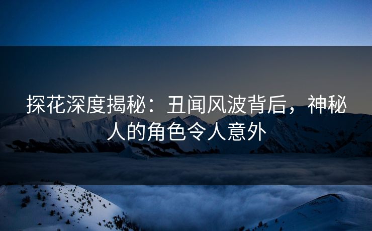 探花深度揭秘：丑闻风波背后，神秘人的角色令人意外
