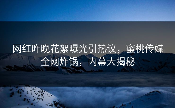 网红昨晚花絮曝光引热议，蜜桃传媒全网炸锅，内幕大揭秘